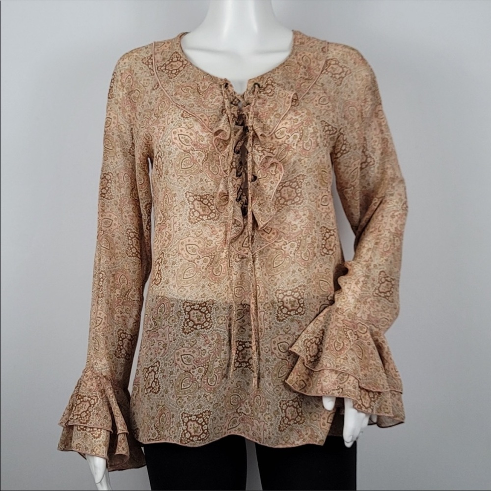 Sandro Ruffle Long Sleeve Top - Picture 2 of 7